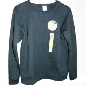 HANES Womens Sweatshirt V-Notch Black Size Medium NEW WITH TAGS
